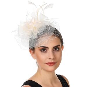 Ivory Feather Fascinator Wedding Bridal Hat Tea‎ Party Races Headband